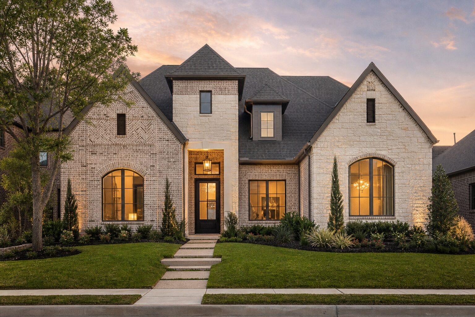 Upscale modern home exterior in a Dallas–Fort Worth neighborhood